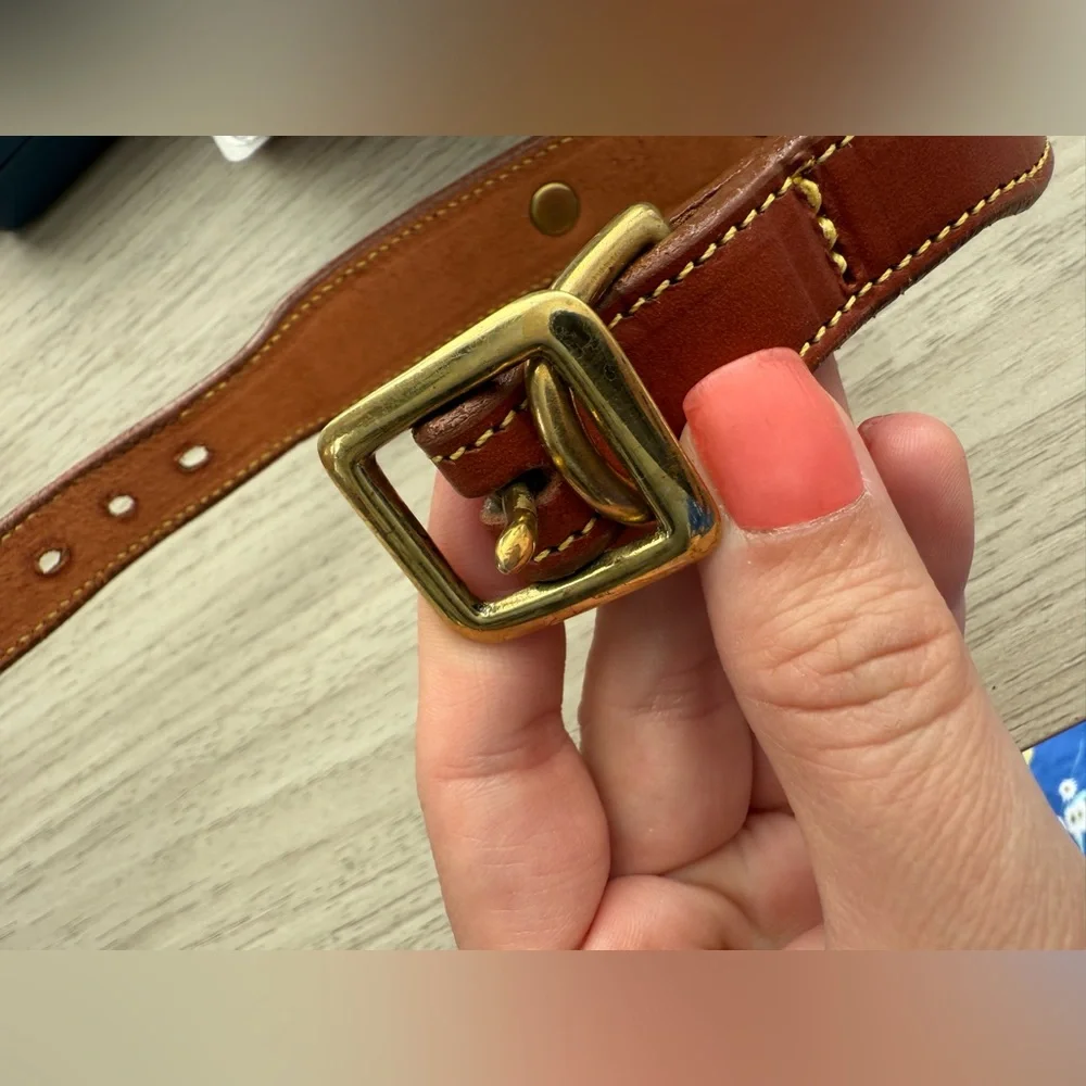 Brown Genuine Leather Collar with Brass Plate 14”